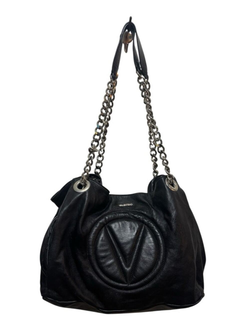 Vintage Valentino By Mario Verra Signature Leather Shoulder Bag Women's Black